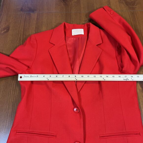 VTG Pendleton Blazer Women 10 Red 100% Wool Two Button Lined Jacket Made USA 60s - Picture 13 of 16